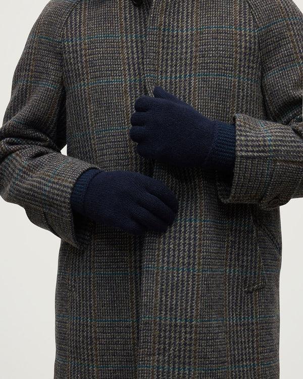 Johnstons Of Elgin Seed Stitch Navy Cashmere Gloves