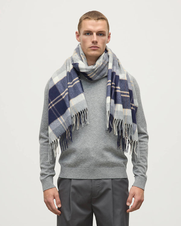 Johnstons Of Elgin Silver Bannockbane Tartan Cashmere Stole