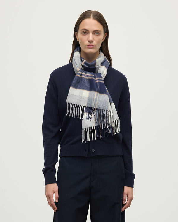 Johnstons Of Elgin Silver Bannockbane Tartan Merino Scarf