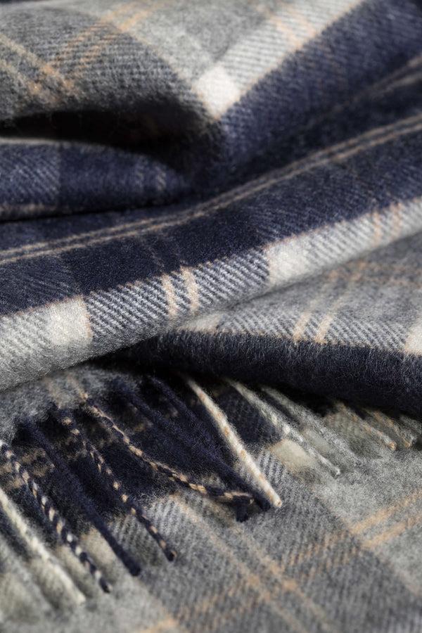 Johnstons Of Elgin Silver Bannockbane Tartan Wide Cashmere Scarf