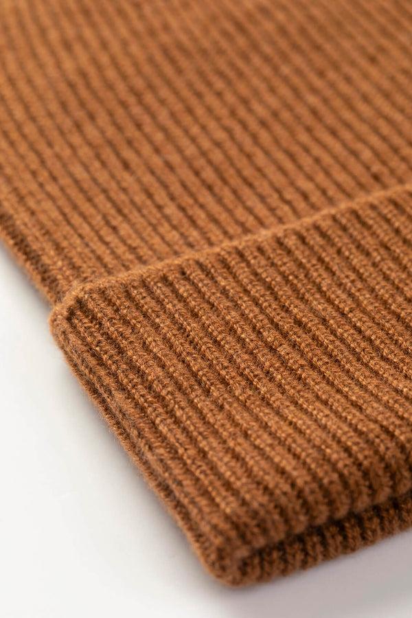 Johnstons Of Elgin Slouchy Dark Camel Cashmere Beanie