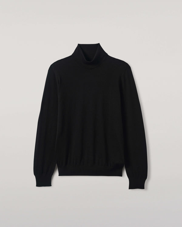 Johnstons Of Elgin Superfine Cashmere Black Roll Neck Jumper