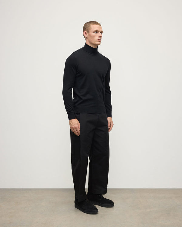 Johnstons Of Elgin Superfine Cashmere Black Roll Neck Jumper