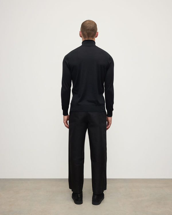 Johnstons Of Elgin Superfine Cashmere Black Roll Neck Jumper