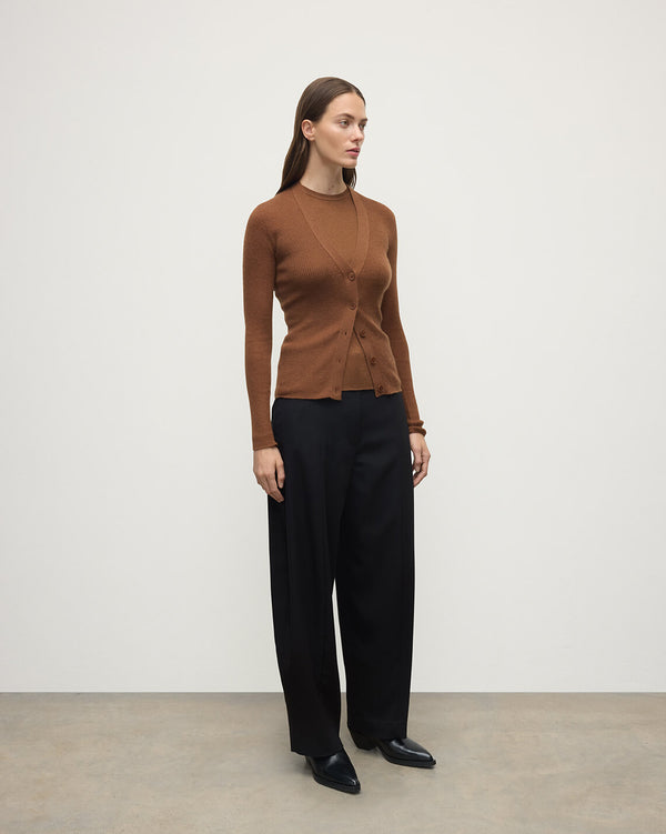 Johnstons Of Elgin Superfine Cashmere Dark Camel Cardigan