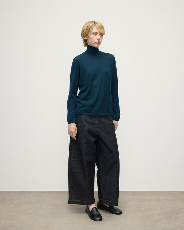 Johnstons Of Elgin Superfine Cashmere Dark Green Roll Neck Jumper