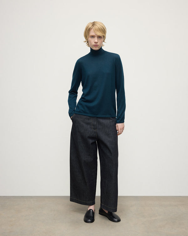 johnstons of elgin Superfine Cashmere Dark Green Roll Neck Jumper