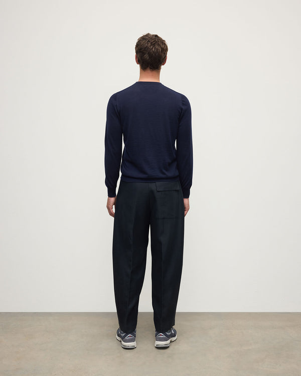 Johnstons Of Elgin Superfine Cashmere Dark Navy Round Neck Jumper