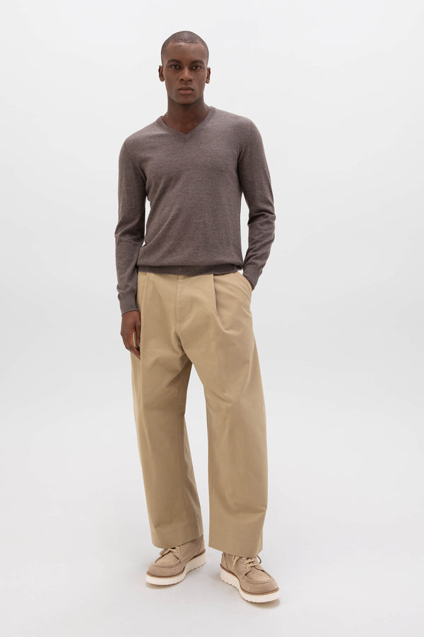 Johnstons Of Elgin Superfine Cashmere V Neck Brown Jumper