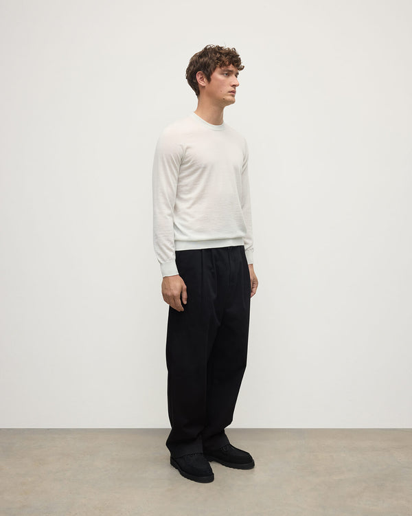 Johnstons Of Elgin Superfine Cashmere White Round Neck Jumper