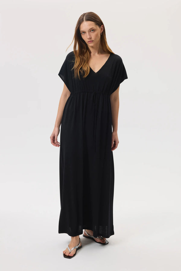 johnstons of elgin Superfine Merino Black Maxi Dress