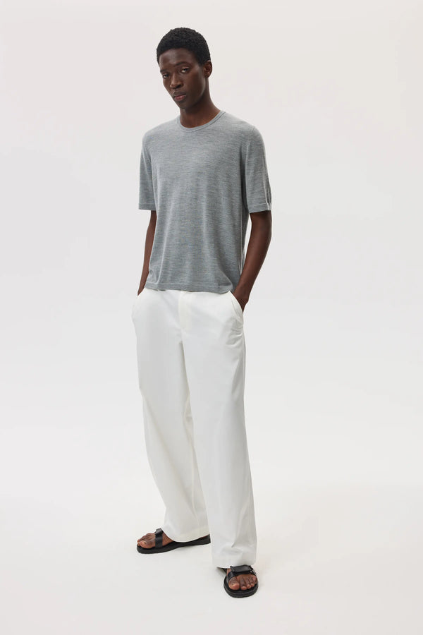 Johnstons Of Elgin Superfine Merino Light Grey T-Shirt