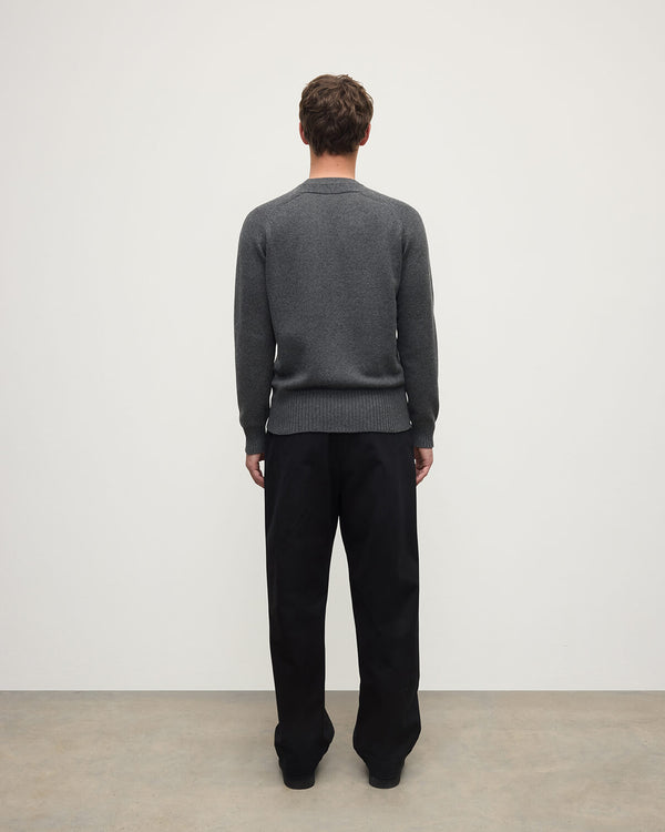 Johnstons Of Elgin Superfine Merino Relaxed Dark Grey Jumper