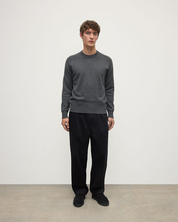 johnstons of elgin Superfine Merino Relaxed Dark Grey Jumper