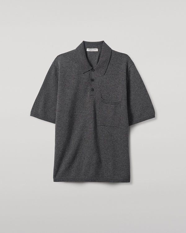 Johnstons Of Elgin Superfine Merino Relaxed Dark Grey Polo Shirt