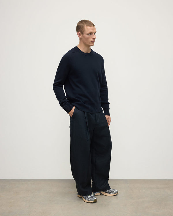 Johnstons Of Elgin Superfine Merino Relaxed Dark Navy Jumper