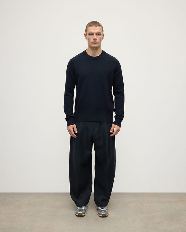 johnstons of elgin Superfine Merino Relaxed Dark Navy Jumper