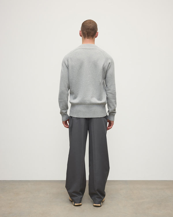 Johnstons Of Elgin Superfine Merino Relaxed Light Grey Jumper