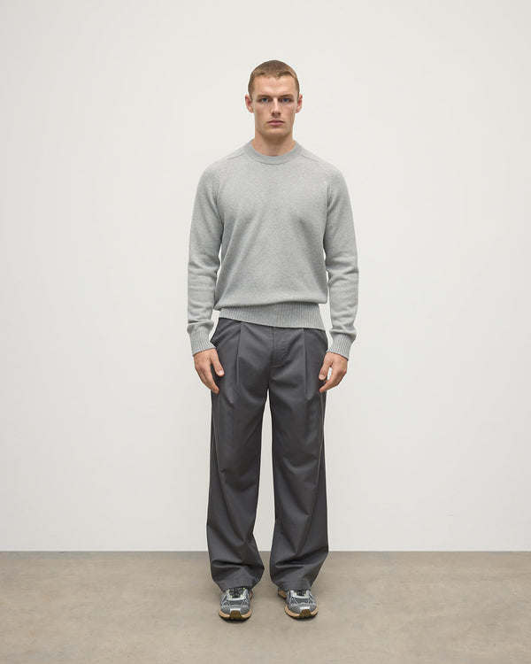 johnstons of elgin Superfine Merino Relaxed Light Grey Jumper