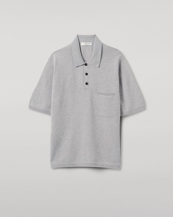 Johnstons Of Elgin Superfine Merino Relaxed Light Grey Polo Shirt