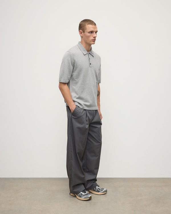 Johnstons Of Elgin Superfine Merino Relaxed Light Grey Polo Shirt