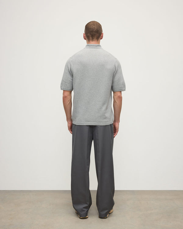 Johnstons Of Elgin Superfine Merino Relaxed Light Grey Polo Shirt