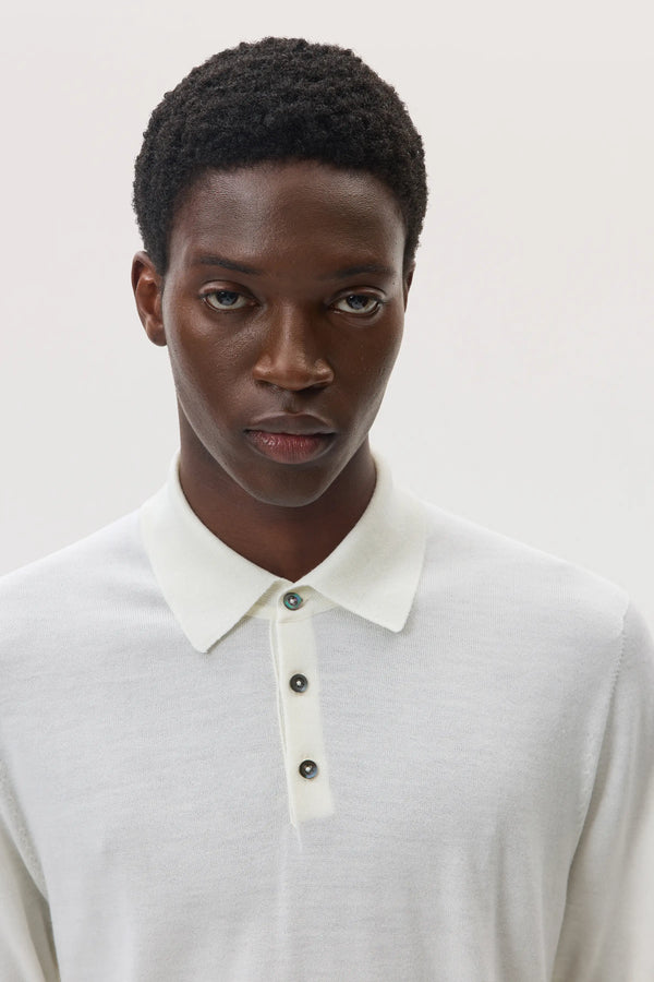Johnstons Of Elgin Superfine Merino White Polo Shirt