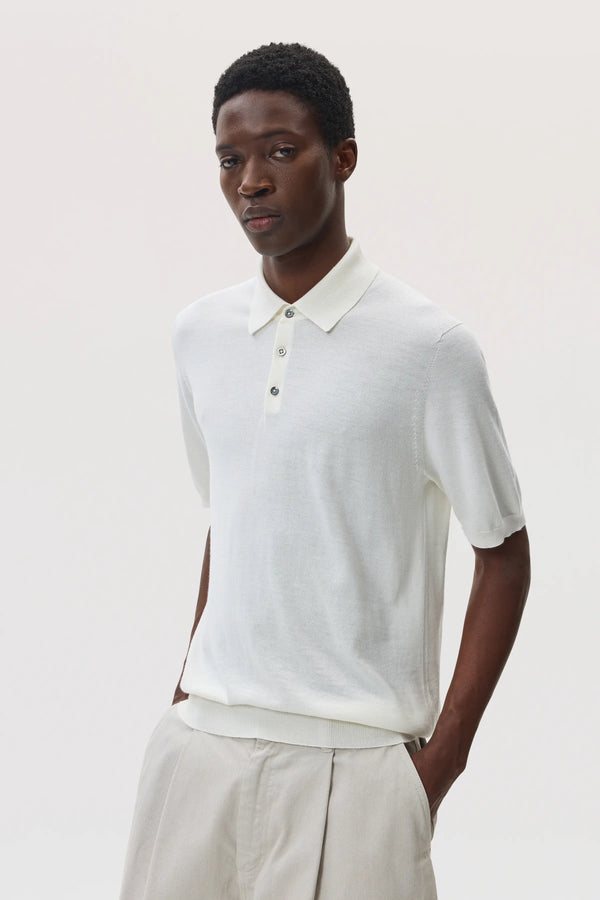 johnstons of elgin Superfine Merino White Polo Shirt