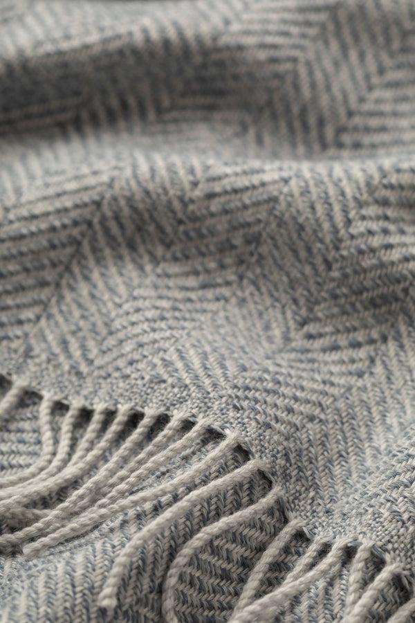 Johnstons Of Elgin Texture Herringbone Grey Merino Throw