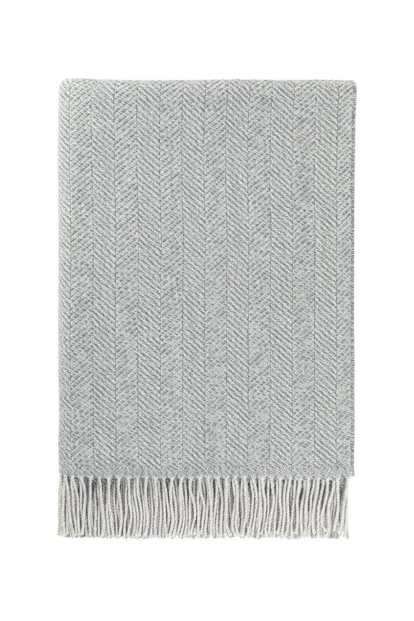 johnstons of elgin Texture Herringbone Grey Merino Throw
