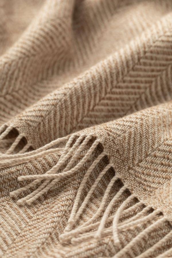 Johnstons Of Elgin Texture Herringbone Natural Merino Throw