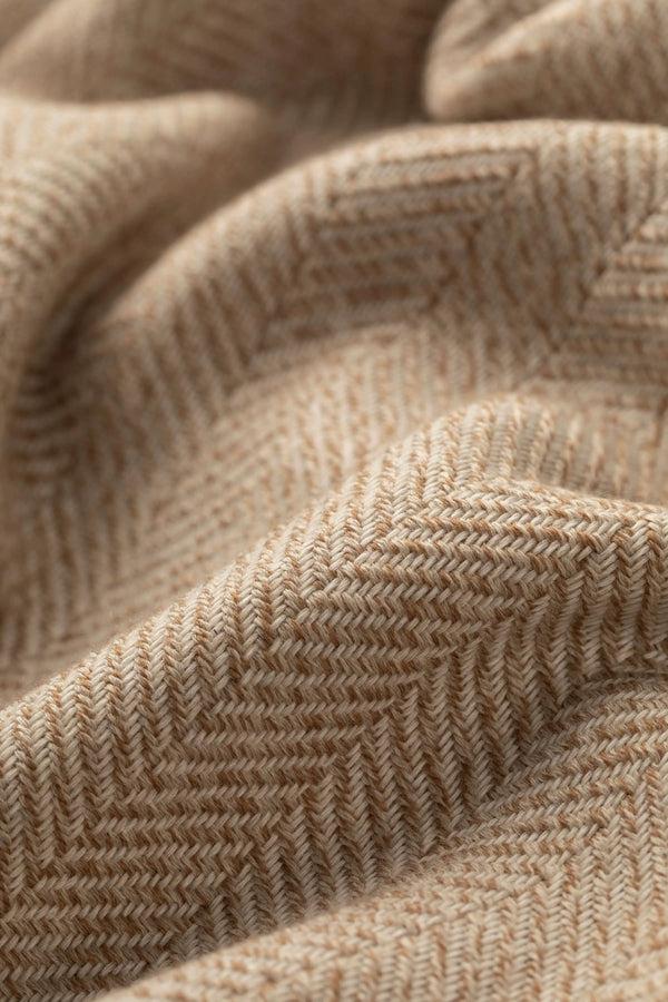 johnstons of elgin Texture Herringbone Natural Merino Throw