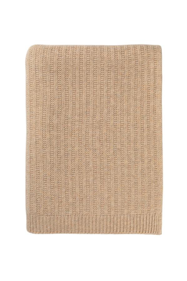 Johnstons Of Elgin Texture Knitted Beige Cashmere Throw