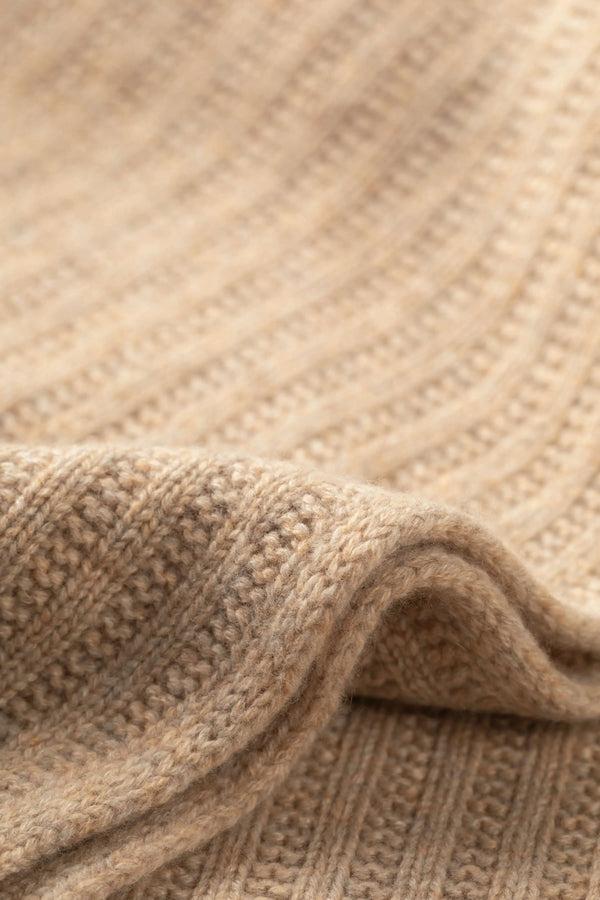 Johnstons Of Elgin Texture Knitted Beige Cashmere Throw