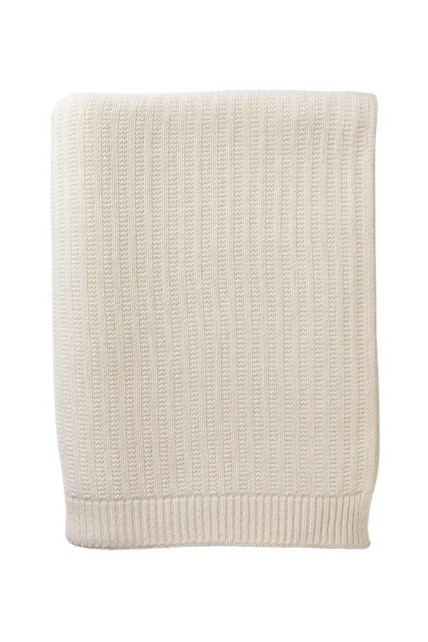 Johnstons Of Elgin Texture Knitted Cashmere White Throw