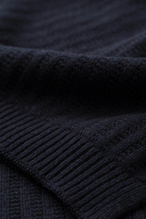 Johnstons Of Elgin Texture Knitted Dark Navy Cashmere Throw