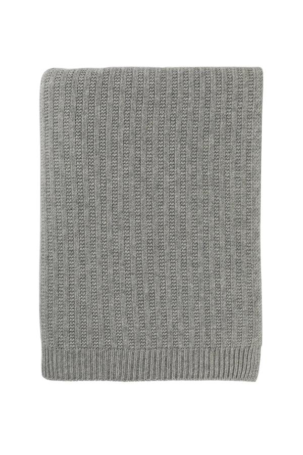 Johnstons Of Elgin Texture Knitted Light Grey Cashmere Throw
