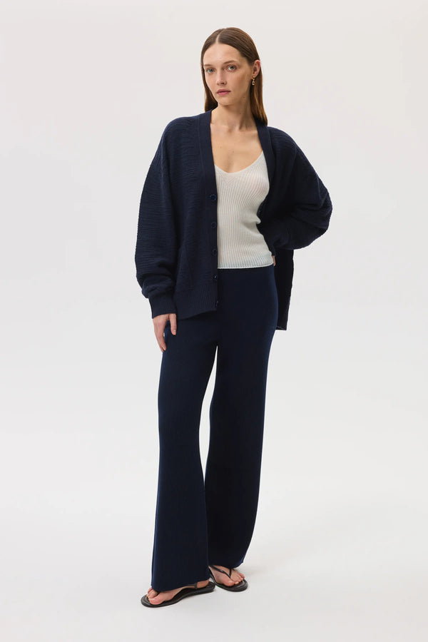 Johnstons Of Elgin Textured Cashmere Dark Navy Cardigan