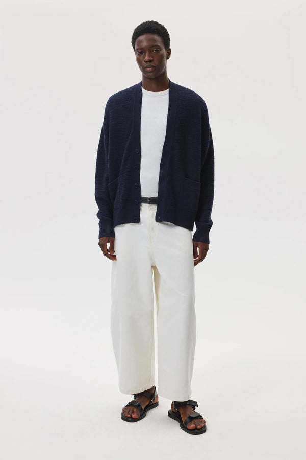 Johnstons Of Elgin Textured Cashmere Dark Navy Cardigan