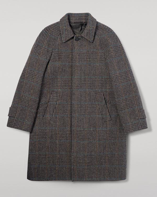 Johnstons Of Elgin 'The Balmacaan' Coat Dark Slate Check