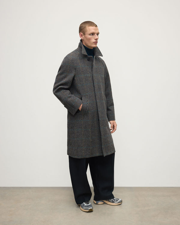 Johnstons Of Elgin 'The Balmacaan' Coat Dark Slate Check