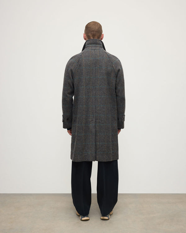 Johnstons Of Elgin 'The Balmacaan' Coat Dark Slate Check