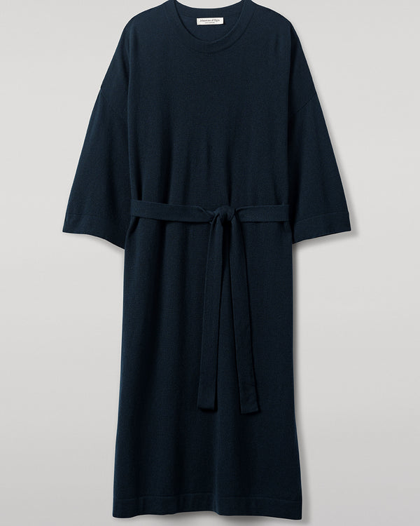 Johnstons Of Elgin Tie-Waist Cashmere Dark Green Jumper Dress