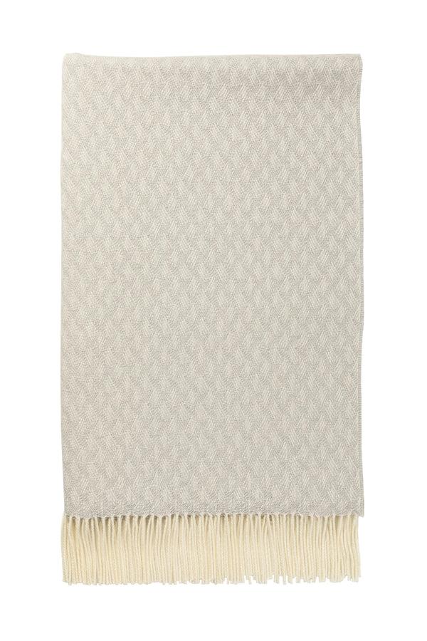 johnstons of elgin Trellis Weave Merino Light Grey Bed Throw