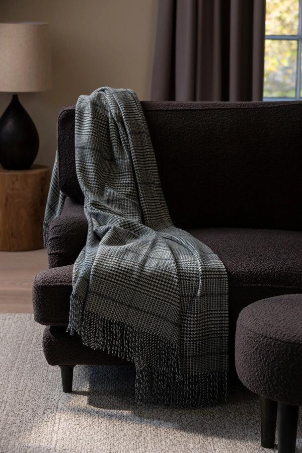 Johnstons Of Elgin Tweed Glen Check Wool Green Throw