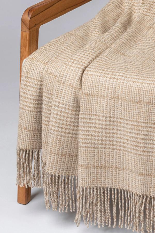 Johnstons Of Elgin Tweed Glen Check Wool Natural Throw