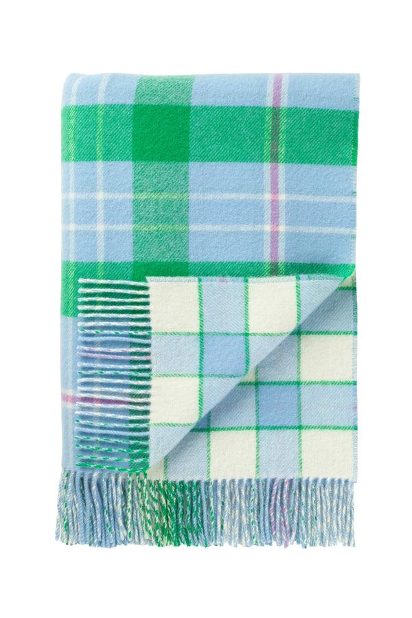 Johnstons Of Elgin Vibrant Reversible Lambswool Blue Throw