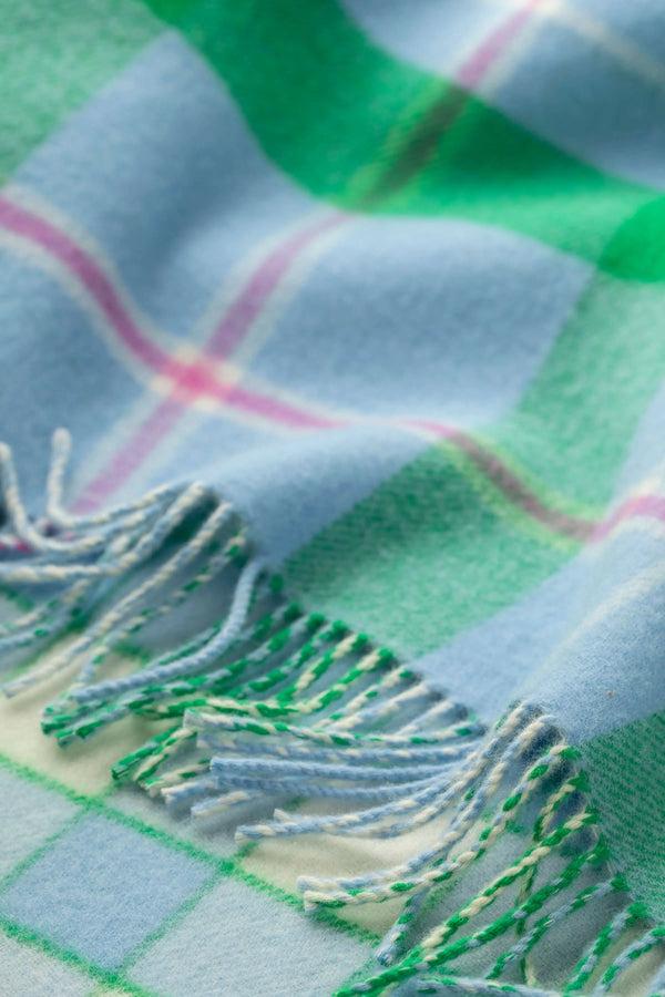 Johnstons Of Elgin Vibrant Reversible Lambswool Blue Throw