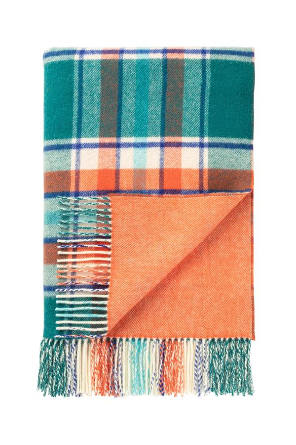 Johnstons Of Elgin Vibrant Reversible Lambswool Orange Throw
