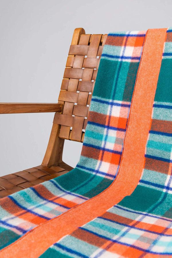 Johnstons Of Elgin Vibrant Reversible Lambswool Orange Throw
